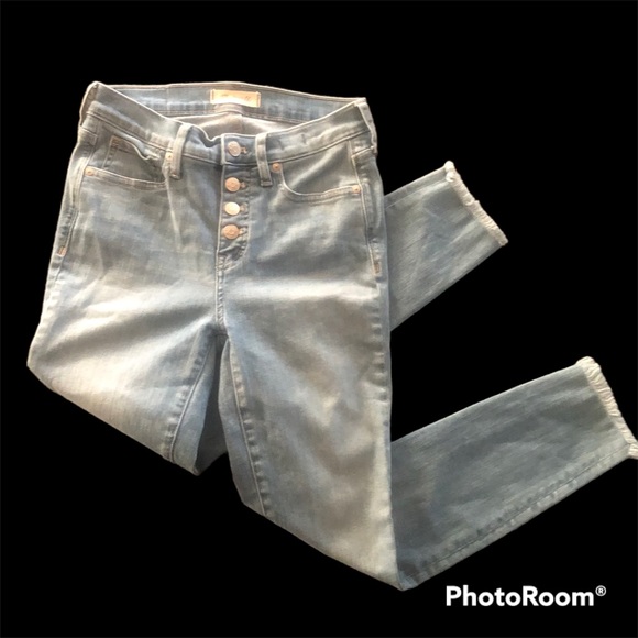 MADEWELL 9” High-Rise Skinny Crop Jean, Button Front Edition w/ Fringed … - Picture 1 of 13